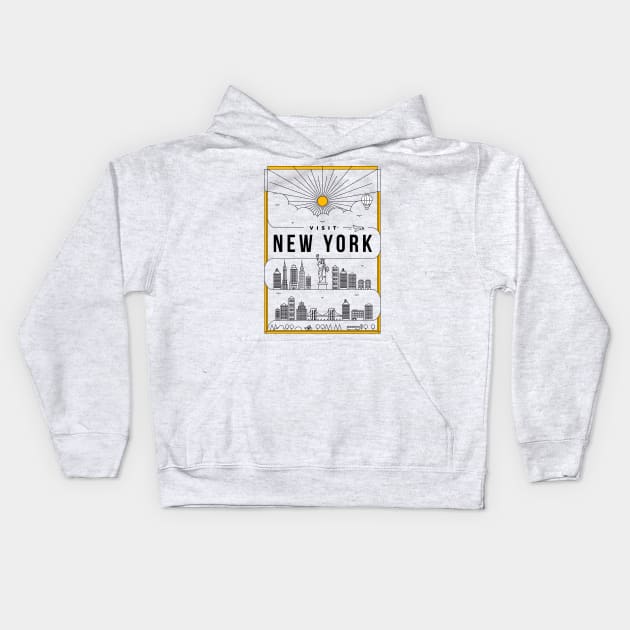 New York Minimal Lineal Poster Kids Hoodie by kursatunsal